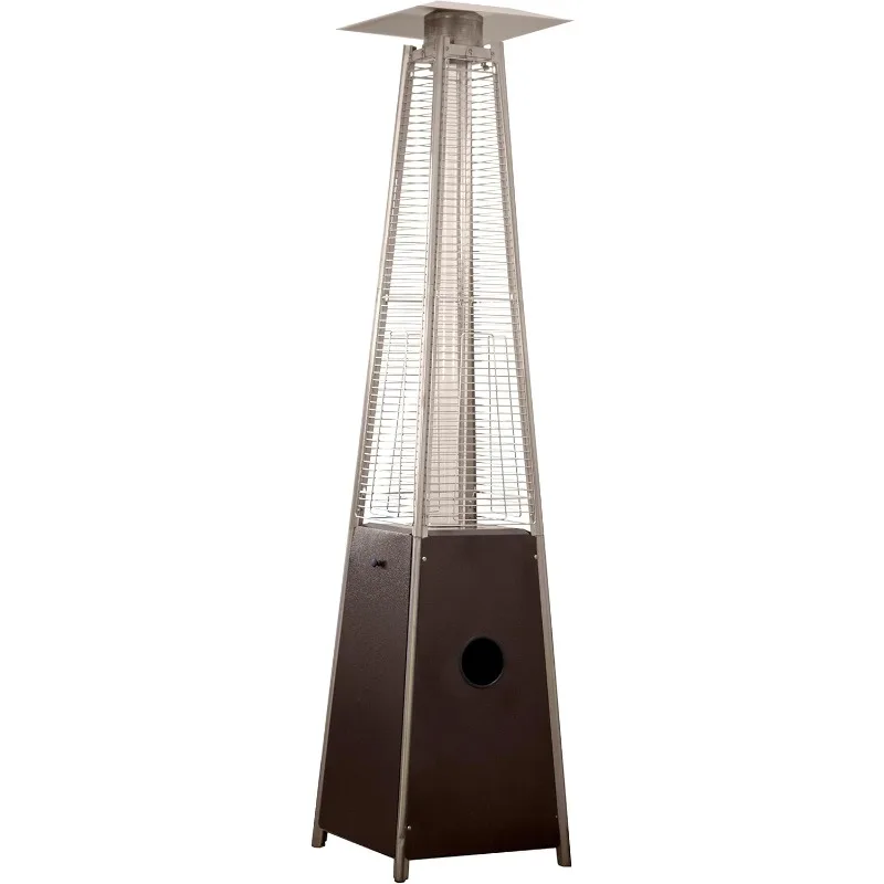 Hiland HLDSO1-WGTHG Pyramid Glass Tube Propane Patio Heater w/Wheels, 40,000 BTU, Hammered Bronze