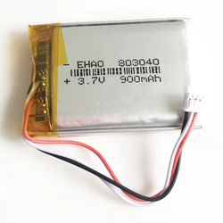 3.7V 900mAh litowo-polimerowa LiPo akumulator z JST 1.25mm 3pin złącze do MP3 PAD/aparat GPS laptopa 803040