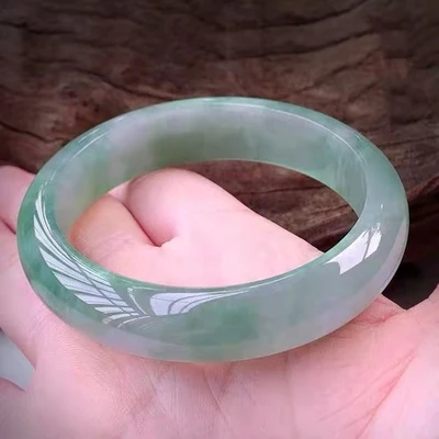 zheru jewelry natural Burmese jadeite 54mm-64mm light green flower bracelet elegant princess jewelry best gift