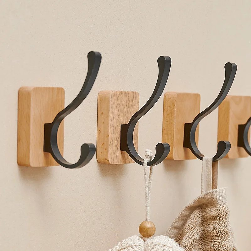 Natural Walnut Wood Hooks Key Decorative Holder Hooks Door Clothes Coat Hanger Hook Bathroom Kitchen Decor Organizer Holder Hook