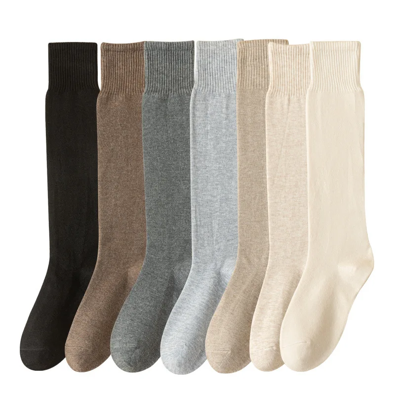 Women's Socks Fall/Winter Calf Socks Warm Non-Slip Winter Stockings Women's Solid Color