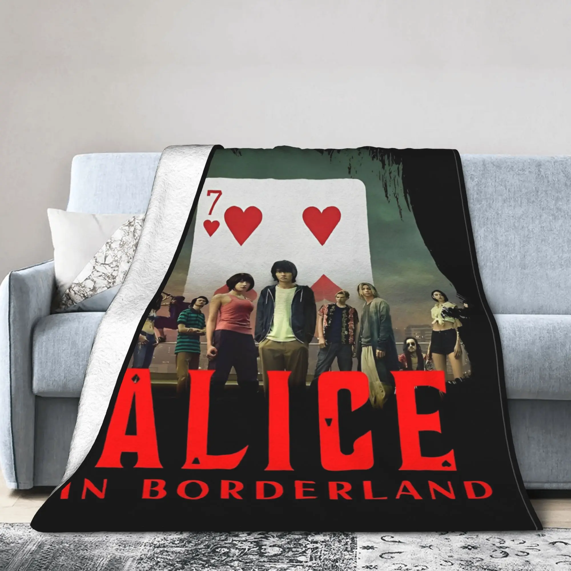 

Одеяла с плакатом «Алиса в бордерленде», многофункциональные легкие пледы с флисовым принтом для кровати, дивана, плюшевое тонкое одеяло