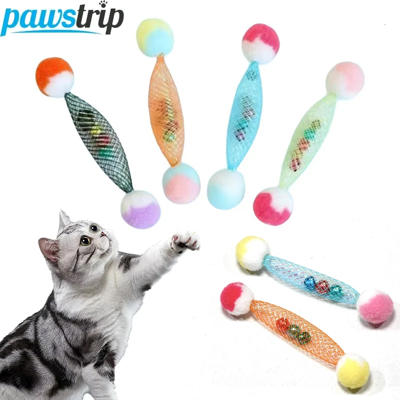 3/5 Stück Lustige Katzenspielzeuge mit Glocken Interaktives Katzenspielzeug mit Geräuschen Zufällige Farbe Kätzchen-Teaser-Spielzeug Katzenzubehör