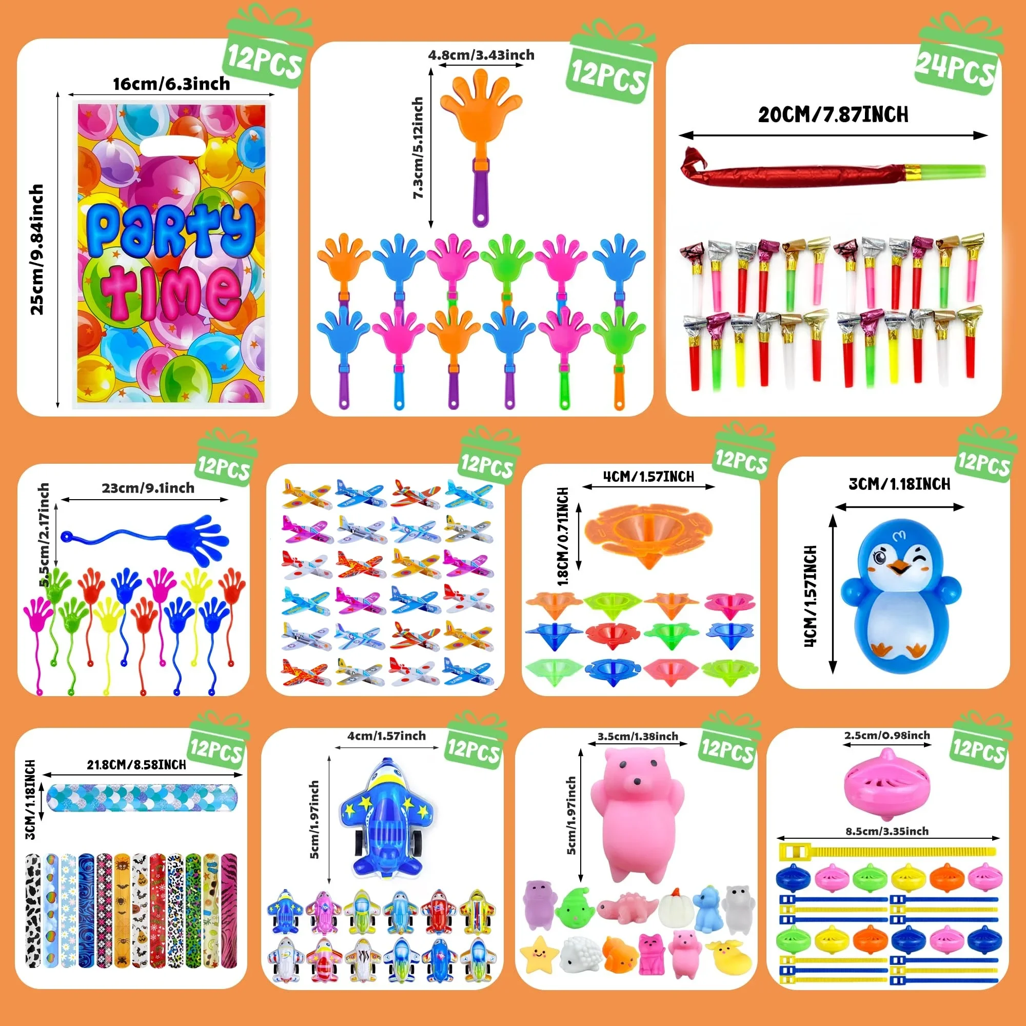 72/144 PCS Assorted Party Favor Bags with Fun Goodie Bag Stuffers - 6/12 Sets for Events And Celebrations