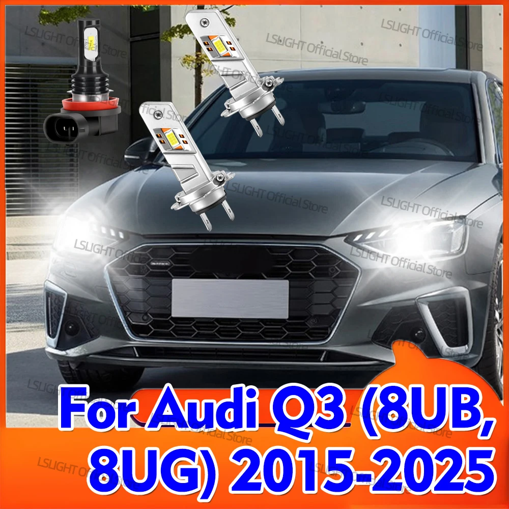 2/6x Front LED Headlights 30000LM 6000K Auto Fog Bulbs 12V For Audi Q3 (8UB, 8UG) 2015 2016 2017 2018 2019 2020 2021 2022-2025
