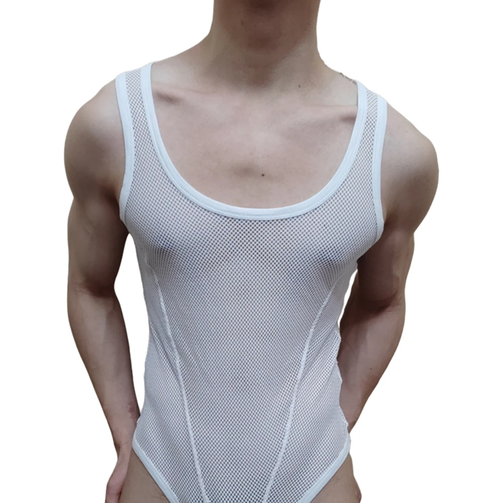 Men Bodysuits Building Shapers Harness Men Singlet Underwear Bikini Sexy Men T-Back Jumpsuit Stretch Thongs Jockstrap Mesh Nylon