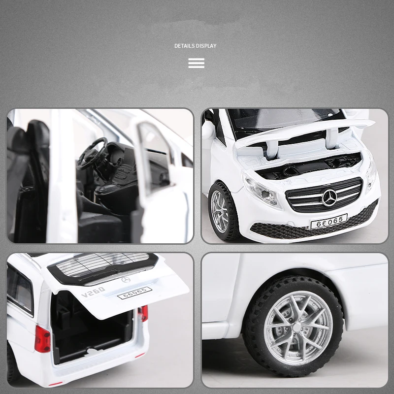 1:32 V260 Alloy MPV Car Model Diecast Metal Toy Vehicles Car Model Collection Sound and Light High Simulation Childrens Toy Gift