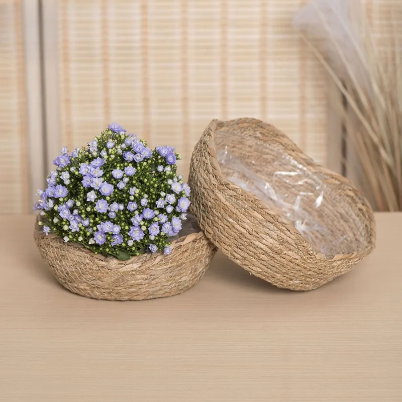 

Handmade Woven Garden Flower Pots Grass Woven Plants Fresh Flowers and Green Plant Storage Baskets