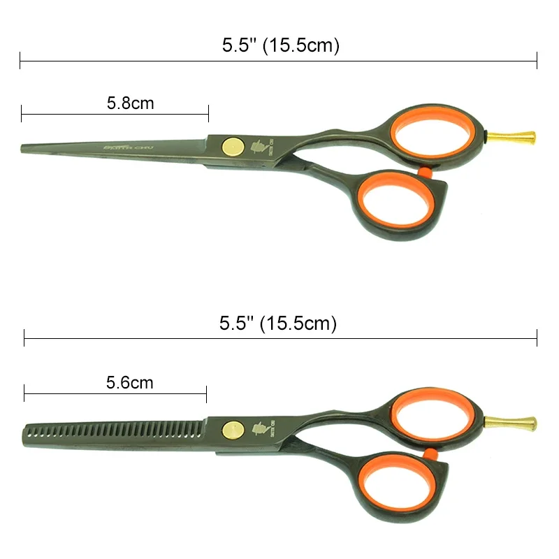 5.5" Smith Chu Barber Scissors Set Hair Cutting Shears Salon Hairdressing Hair Thinning Scissors Single-tailed Tijeras A0008C image 6