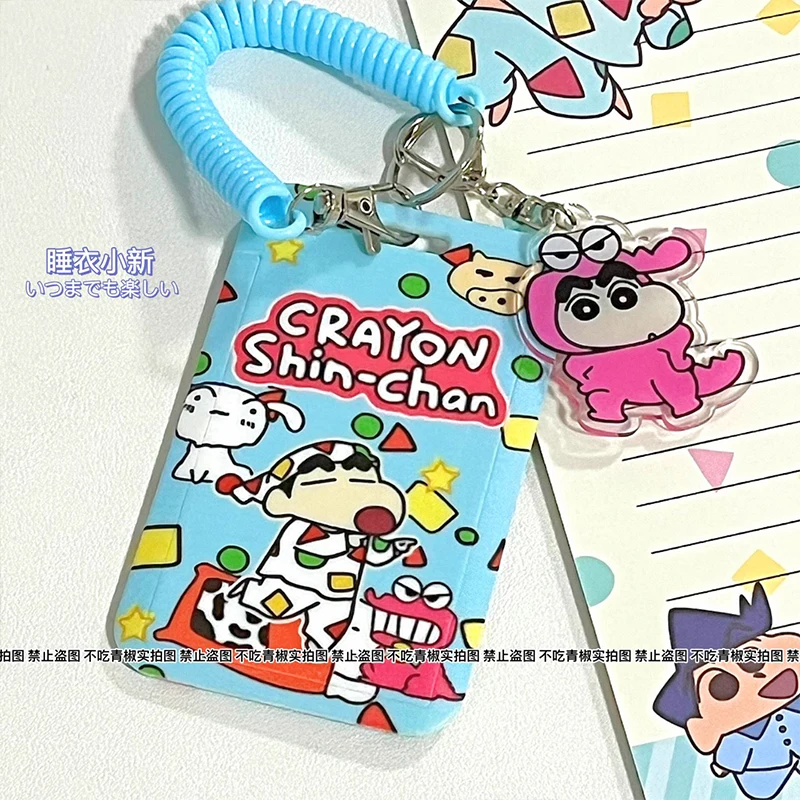 Crayon Shin Chan Card Sleeve Kawaii Cartoon Anime Cute Student Children Hanging Rope Anti-Drop Accessories Girls Toys Gifts