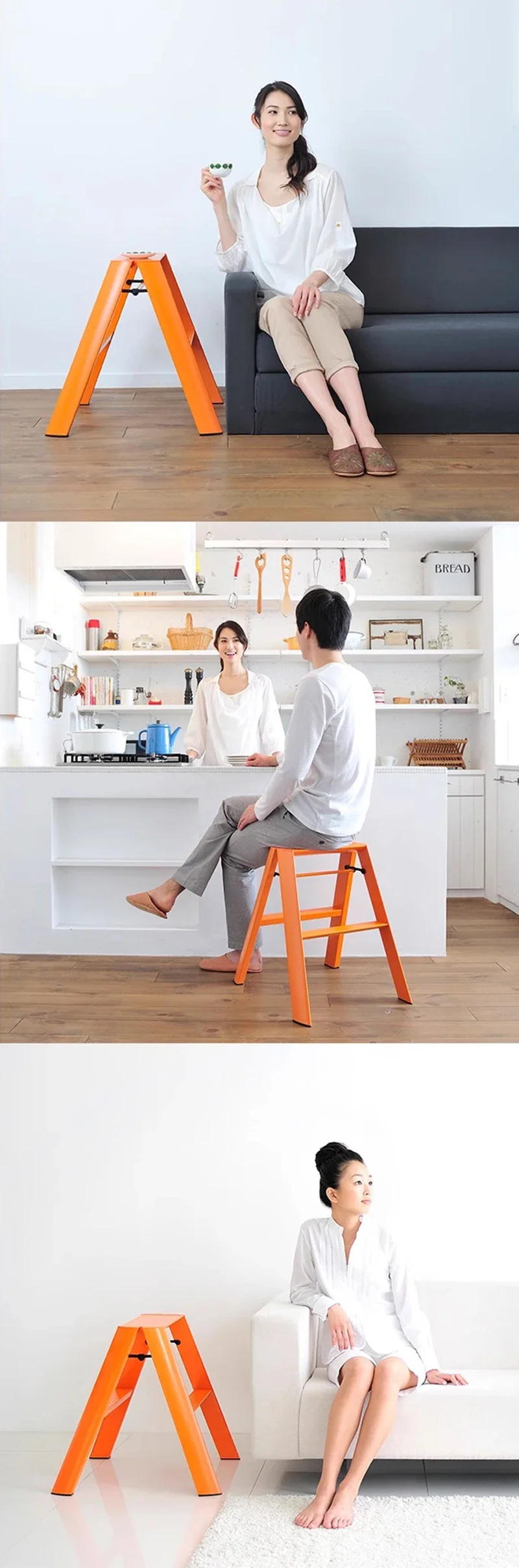 Folding Aluminium Ladders Scaffolding Stool Foldable House Ladder Portable 3 Step Stairs Climbing Multifunction Home Furniture