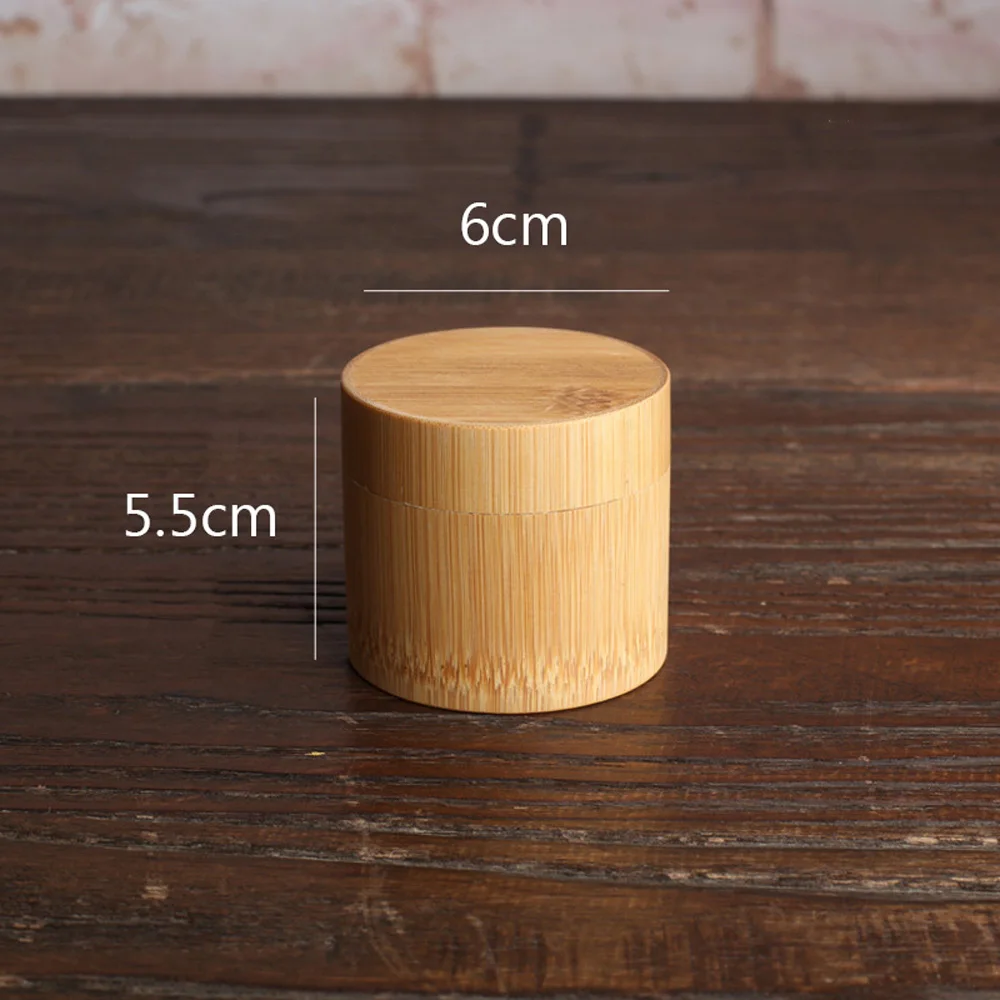 

Round Spice Bamboo Bottle With Lid Holder Storage Box Tea Canister Container Organizer