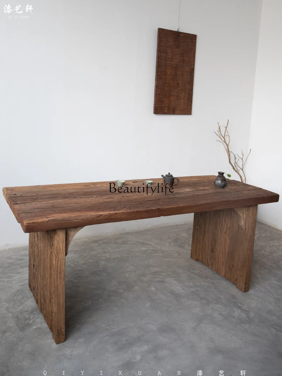 Wabi-sabi log dining table all solid wood office tea table