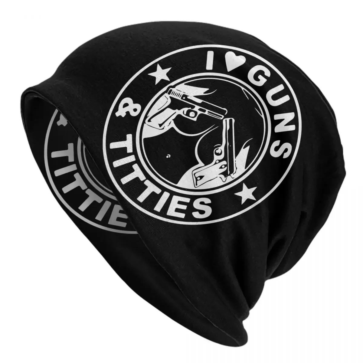 I Love Guns And Titties Skullies Beanies Caps Hip Hop Winter Warm Women Men Knitted Hats Adult Unisex Bonnet 