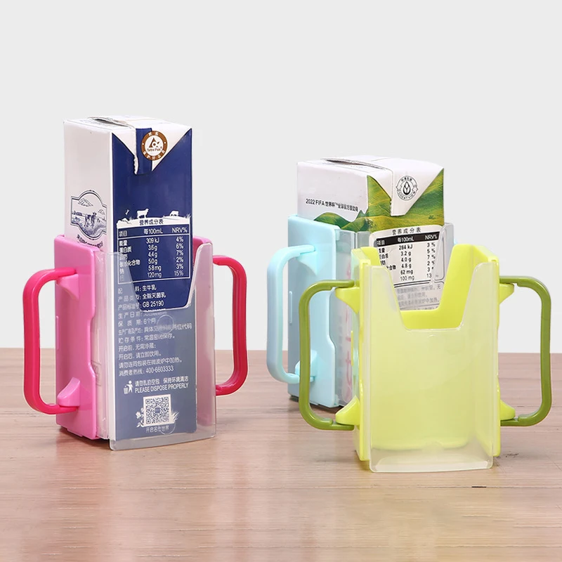 

Milk Box Holder Infant Anti-Spill Cup Holder Bottle Portable Milk Holder Adjustable Plastic Baby Toddler Food Juice Box Drinking