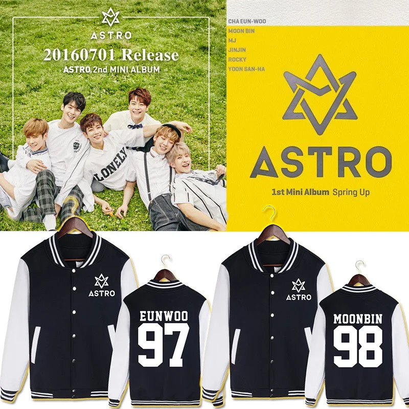 

ASTRO Sweater Baseball Uniform Hoodie Cardigan Summer Vibration Rocky Moon Bin JIN EunWoo Yoon San-ha Sweatshirt for AROHA