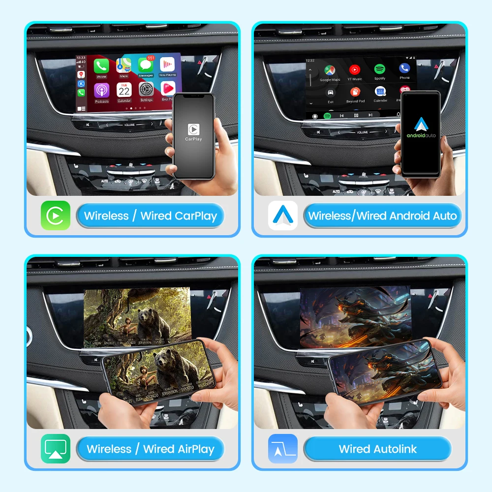 JoyeAuto Wireless CarPlay Android Auto Interface for Cadillac ATS CTS SRX XTS XT5 2014-2017 Mirror-Link Retrofit Kit USB Flash