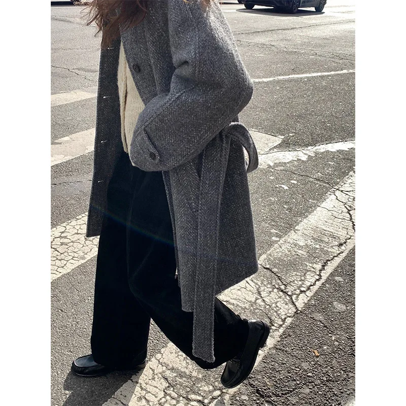 Coat design wool woolen coat women's winter high-end woolen Korean version medium and long