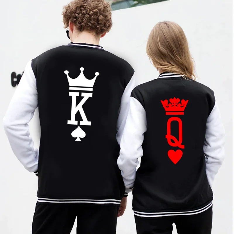 KING OUEEN Printed Baseball Shirt Jacket Men's and Women's Outdoor Street Couple Harajuku Button Baseball Clothing Tops