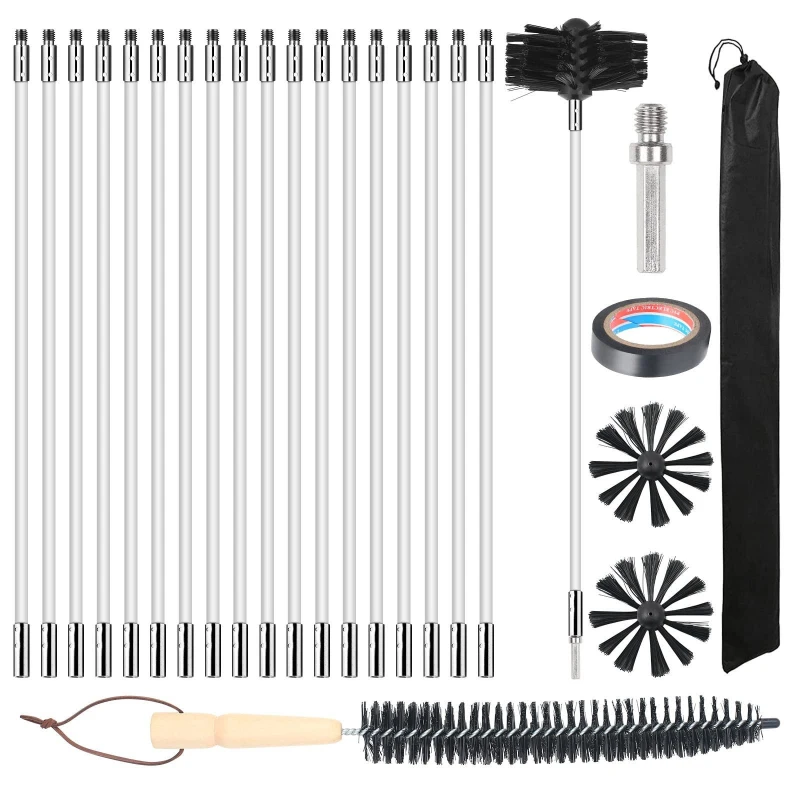 ロングロータリー煙突ブラシロングハンドル柔軟なロッド煙突乾燥機パイプ暖炉内壁と屋根クリーニングツール