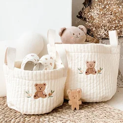 Toy Storage Bag for Diaper Bag Nappy Caddy Baby Items Newborn Crib Organizer Bedding Cotton Embroidery Mommy Bag Storage bucket