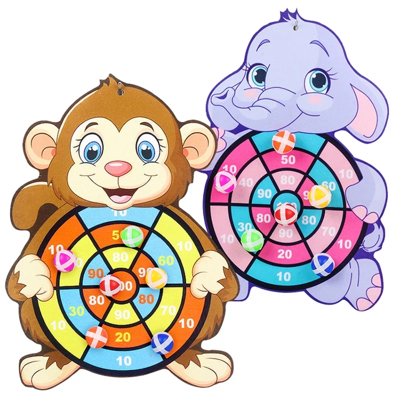 Animals Dart Board Games for Kids Montessori Target Sports Game Toys with 3 Sticky Balls Educational Games for Children