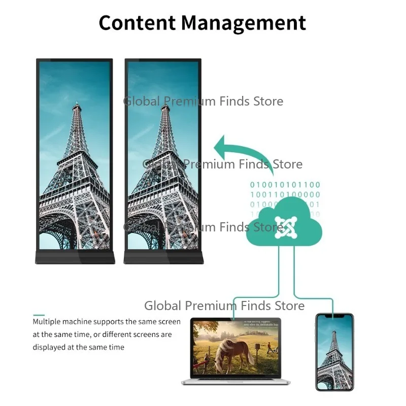 

Вертикальный сенсорный дисплей LD Technology 43/63/75 дюймов – напольный рекламный экран Full HD