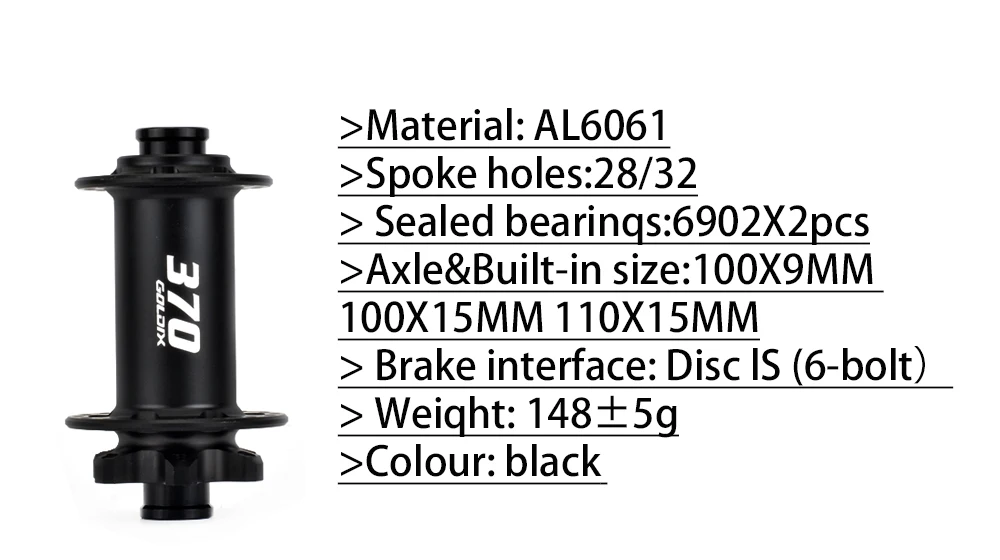 GOLDIX M370 28H Boost MTB Hub J-Bend 36T Ratchet 6-Bolt Disc Sealed Bearings HG XD MS Front Rear Mountain Bike Wheel Hub Parts