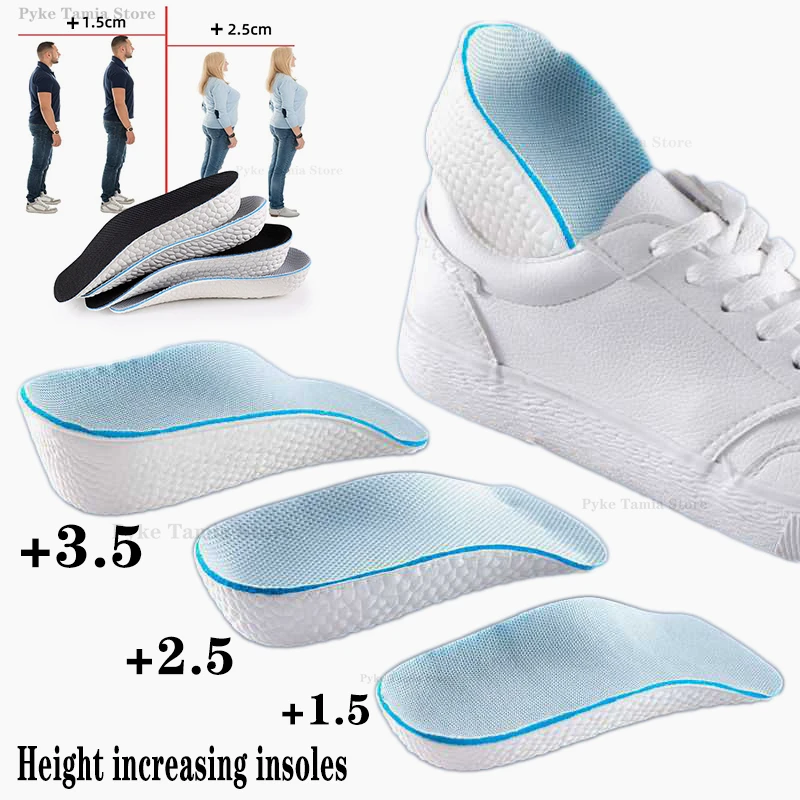 Wkładki podwyższające dla kobiet i mężczyzn, do butów, na płaskostopie, z podparciem łuku stopy, ortopedyczne wkładki, do sneakersów, podwyższające pięty, z pianki memory, miękkie wkładki do butów.