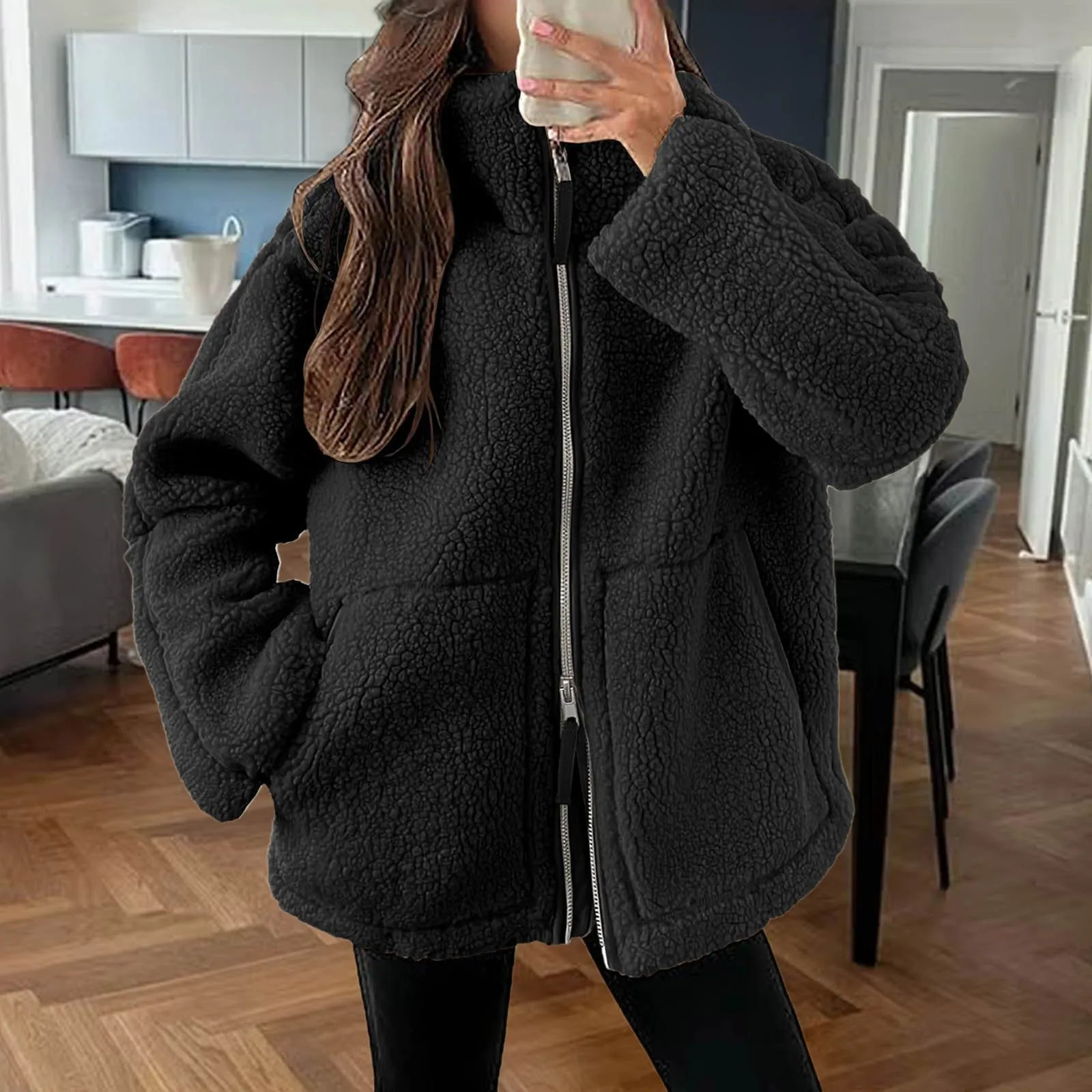 Cashmere Women's Winter Fleece Jackets 2024 New Fashionable Loose Zipper Warm Coat Cardigan Comfortable Casual Autumn Outerwear