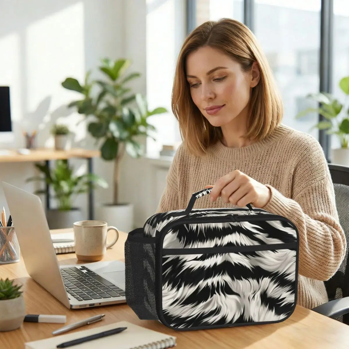 Animal Skin Tiger Design Insulated Lunch Bag for Women Office Cooler Thermal Food Box Tote Leakproof Lunch Boxes Container