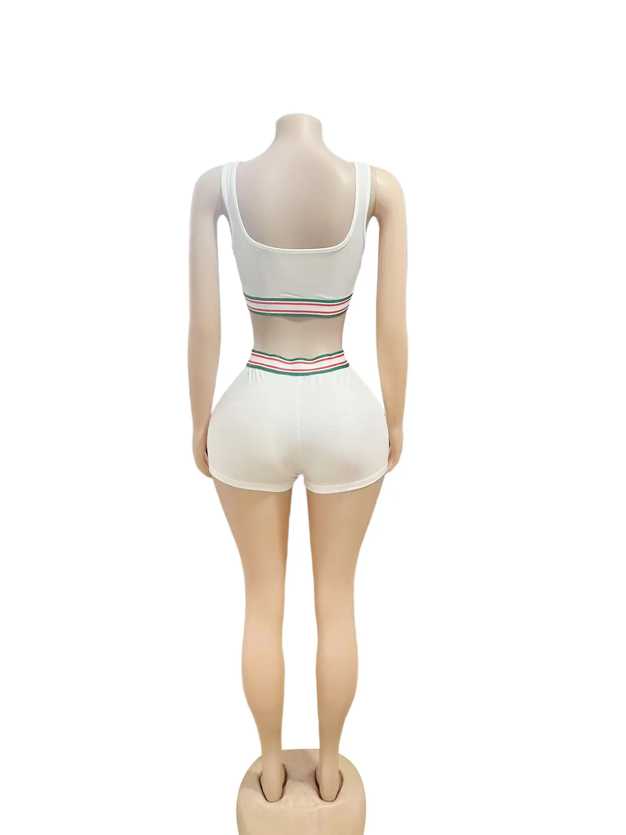 Elegante senhora carta impressa jogger 2 peça conjunto feminino sem mangas colheita superior e shorts ternos 2025 outono casual fatos de treino esportivos