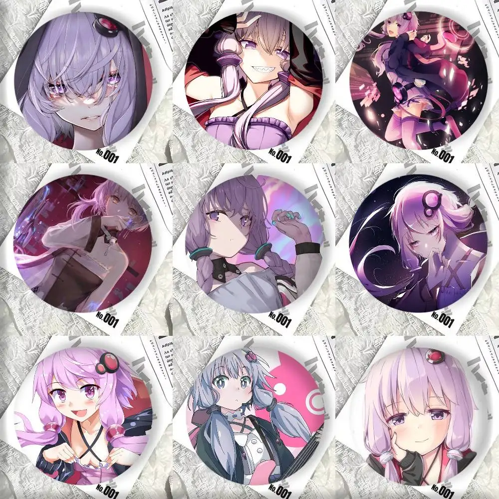 Anime Singer Girl Yuzuki Y-Yukari Badges Round Cosplay Pin Bag Decor Fans Collect Friends Gifts Brooch