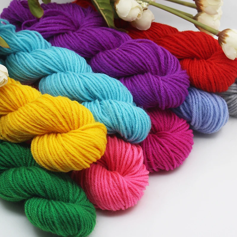 Thick Dyed Yarn Cotton Blended Wool DIY Weaving Knitting for Baby Hat Scarf Sweater Blanket Knitting Thread Bulk Yarn