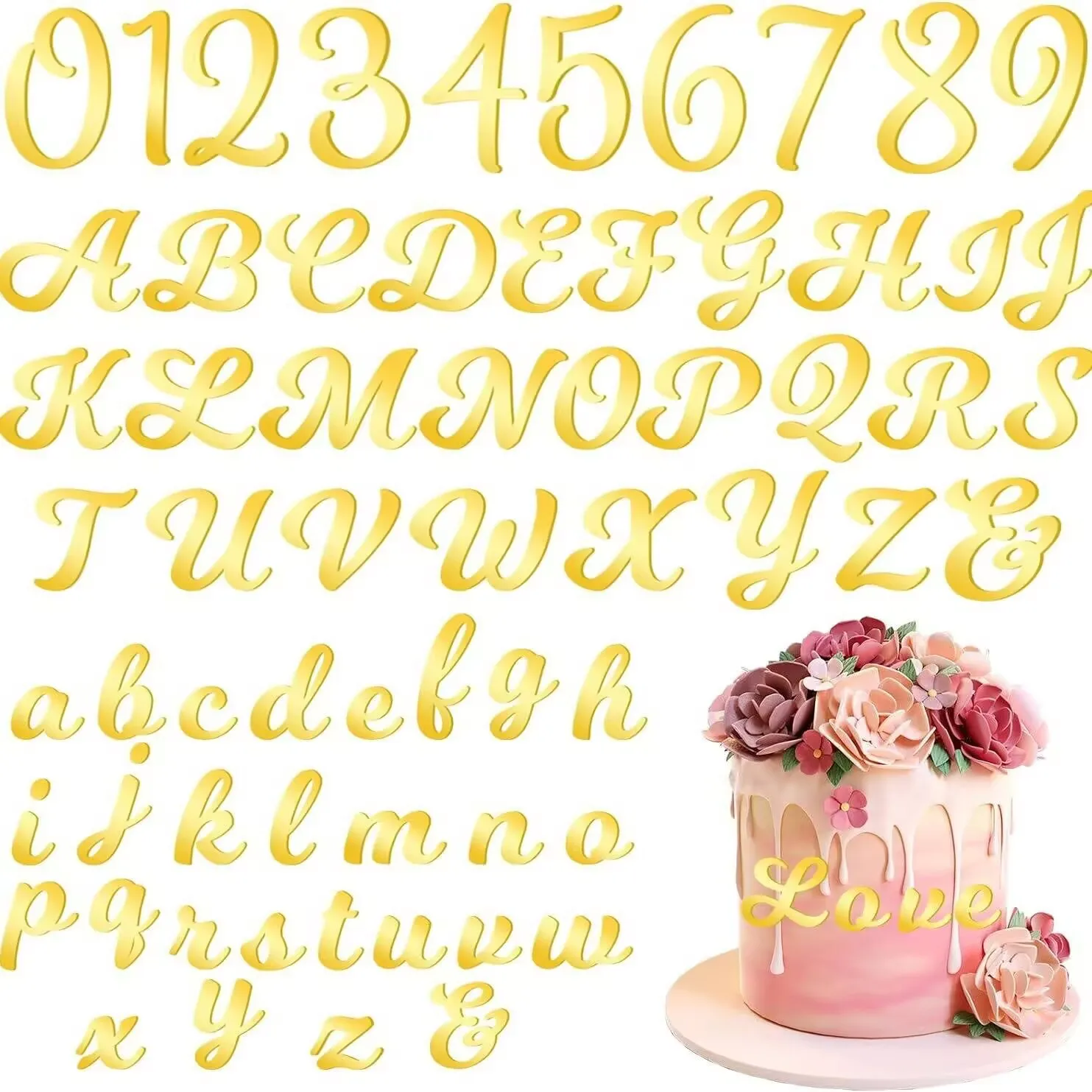 64 Uds DIY pastel acrílico alfabeto número combinación superior número y alfabeto decoración de pastel boda Baby Shower decoración de pastel