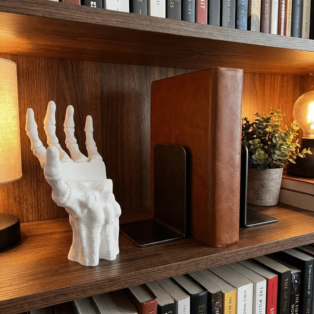 3D Printing Halloween Skeleton Hand Shaped Bookshelf Gothic Style Realistic Book Storage Rack Plastic Book Display Rack