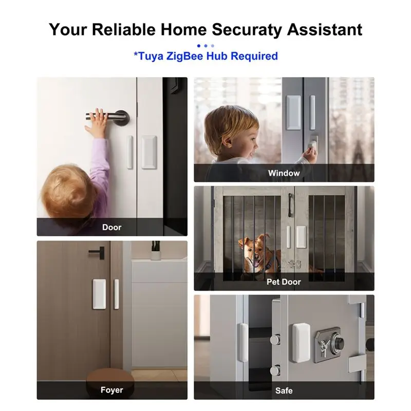 ABLQ Tuya Zigbee Door Sensor Window Sensor Wireless Smart Door Sensor Alarm Support Home Security&Automation