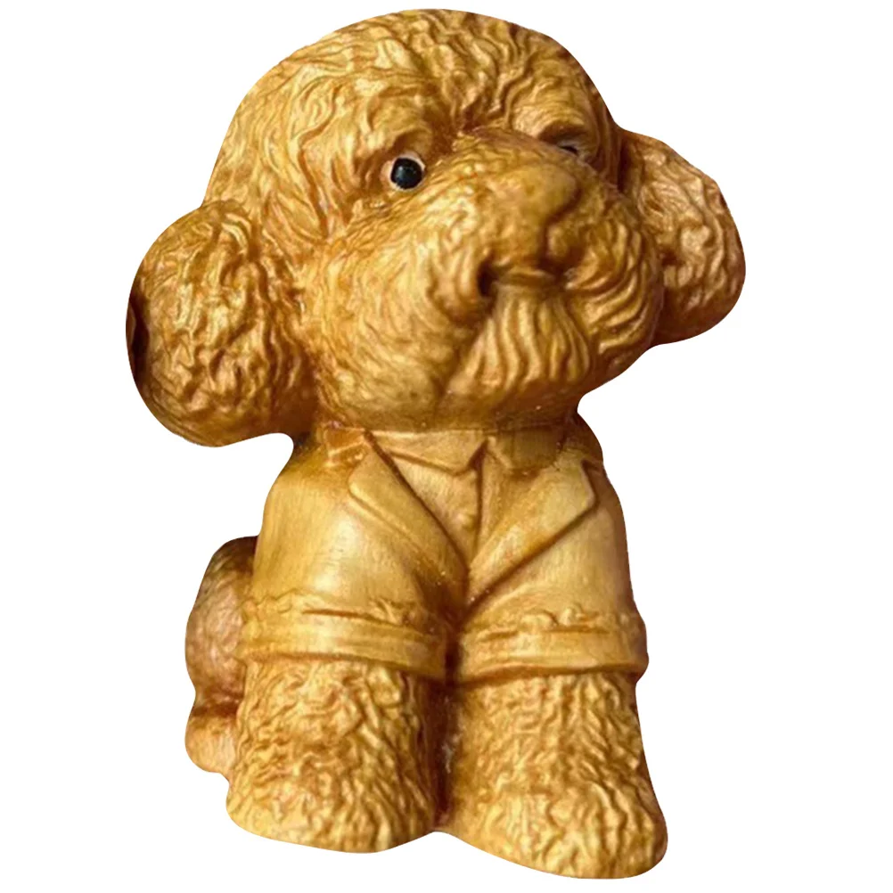 

Wood Carving Small Wooden Dog Statue Puppy Ornament Home Decoration Wood Craft Dog Statue Woodcarving Ornament