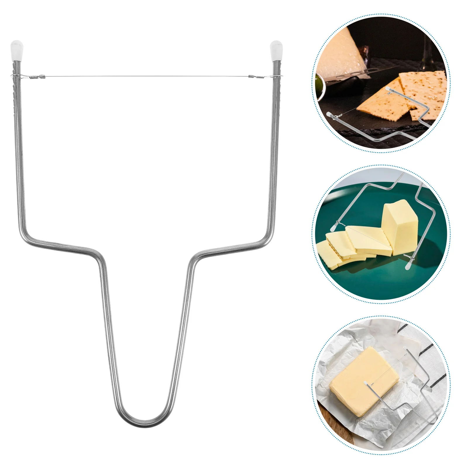 

2Pcs Stainless Steel Cheese Slicer Wire Cutter Handheld Butter Block Cheese Sausage Tofu Cutting Tool Butter Slicer with Wire