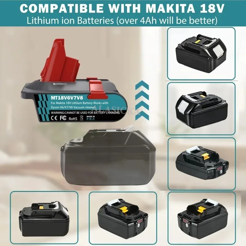 Adapter Baterii MT18V6V7V8 do Baterii Makita 18V Konwertowany do Pracy z Odkurzaczami Dyson V6 V7 V8 Animal Absolute