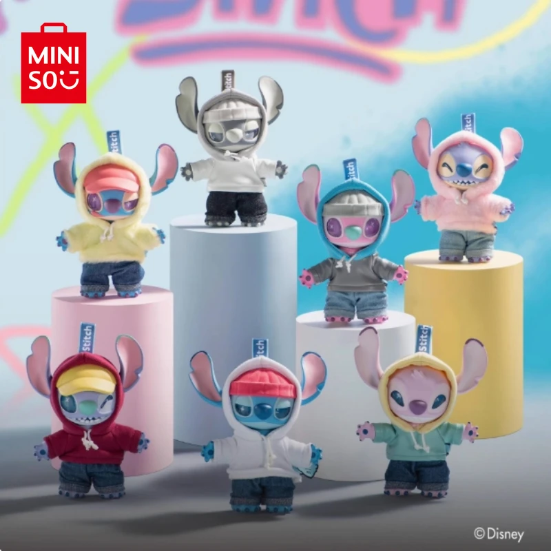 MINISO الكرتون غرزة GenZ شارع سلسلة الفينيل الوجه صندوق أعمى قلادة لطيف غرزة دمية حقيبة قلادة الديكور لعبة الهدايا
