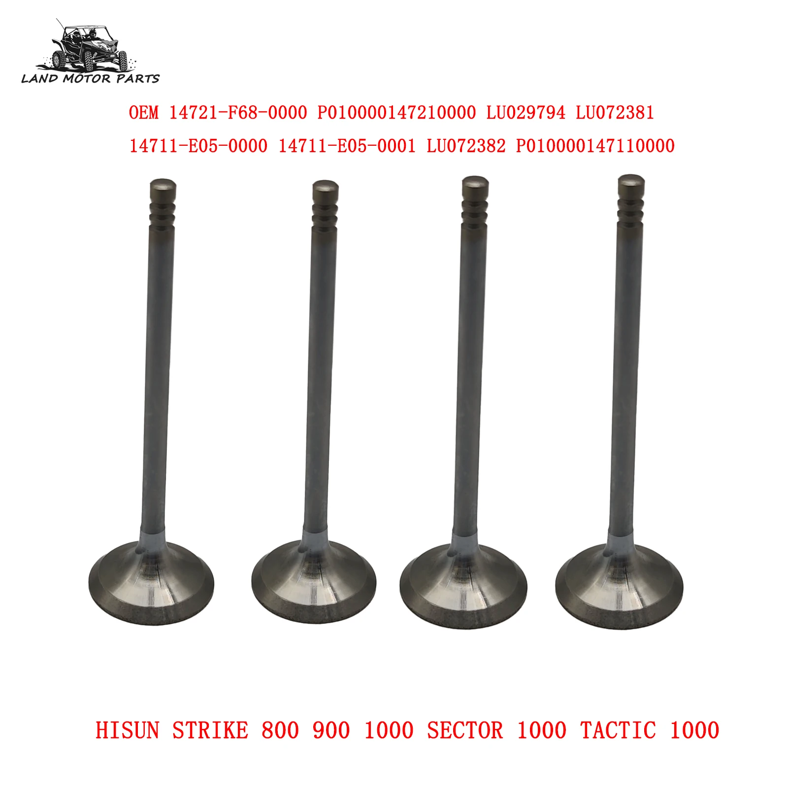 4pcs Exhaust Intake  Valve for HISUN STRIKE 800 900 1000 SECTOR 1000 TACTIC 1000 ATV UTV P010000147210000 P010000147110000