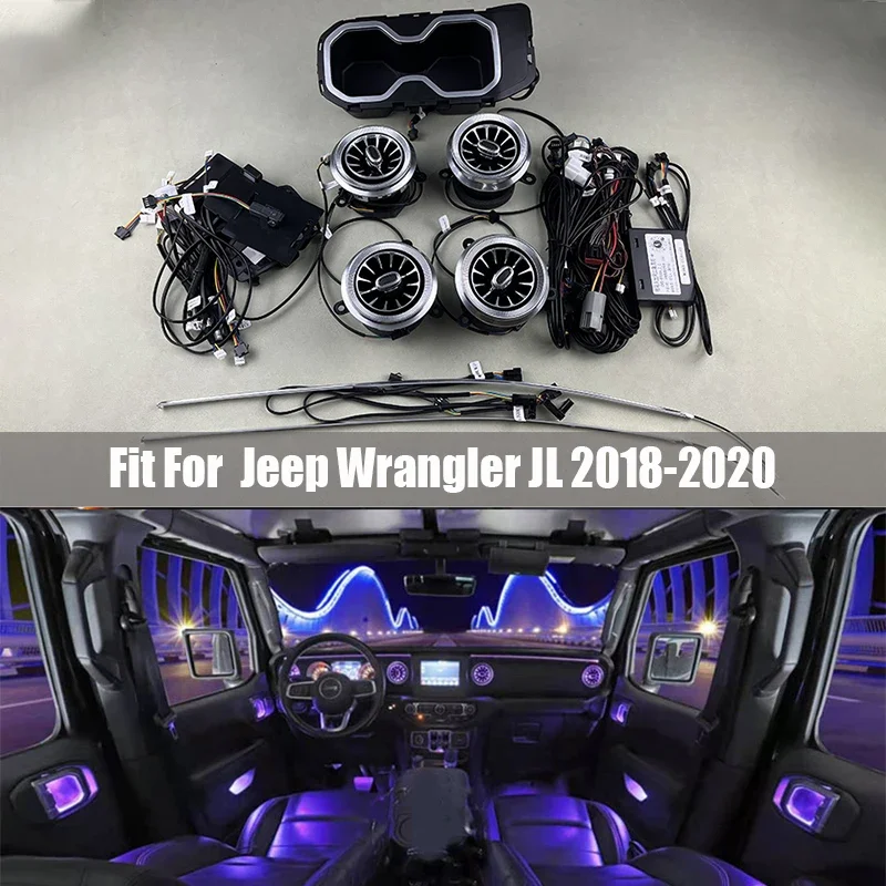 

For Jeep Wrangler JL 2018 2019 2020 2021 2022 2023 Turbine Outlet LED Front Air Condition Vent Inlet Center Console Ambient Lamp