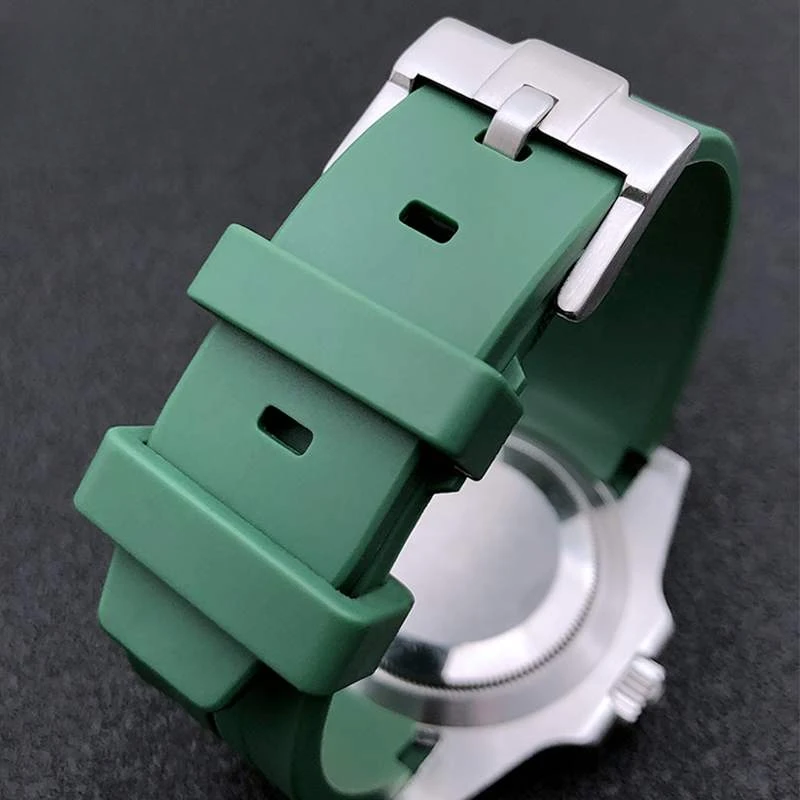 Jam tangan lembut untuk Rolex Black Green Water Ghost King Omega Haima 300 Tissot Le Locle ganti karet asli nyaman