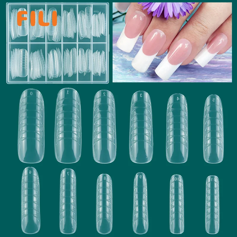 

FILI 120PCS/BOX Dual Forms Top Mold For Poly UV Gel Quickly Building Nail Extension Forms Acrylic False Nail System Mold