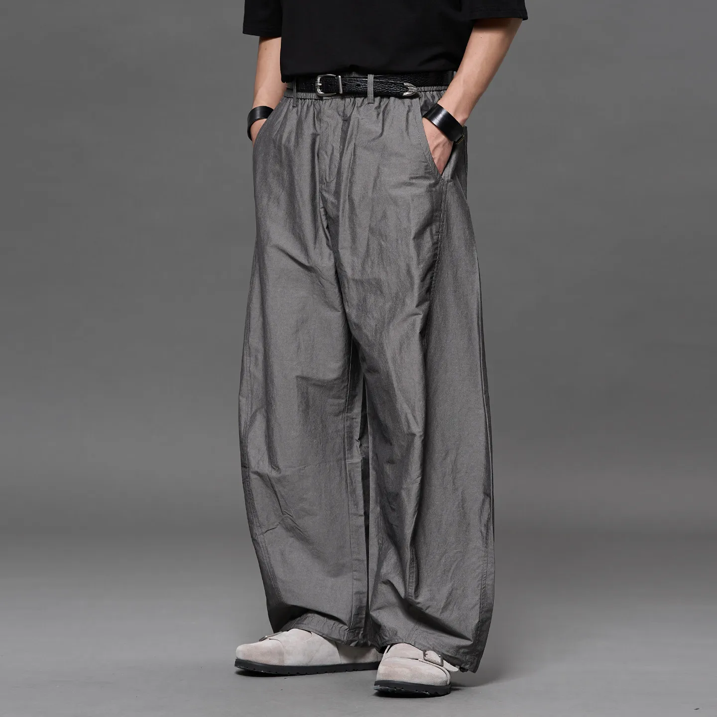High Quality 2026 Summer Linen Fashion Japanese-Style Retro Balloon Pants Men Baggy Straight Trousers