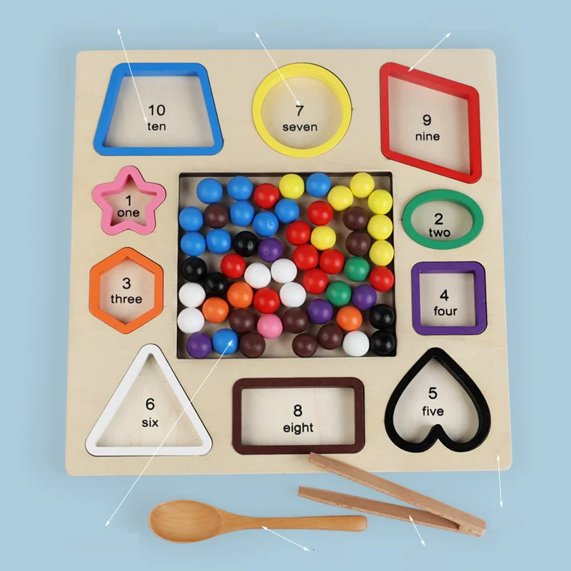 Regenboog Houten Kraal Knippen Spel Kleur Sorteren Baby Montessori Educatief Wiskunde Speelgoed Cadeau Fijne Motoriek voor Kinderen