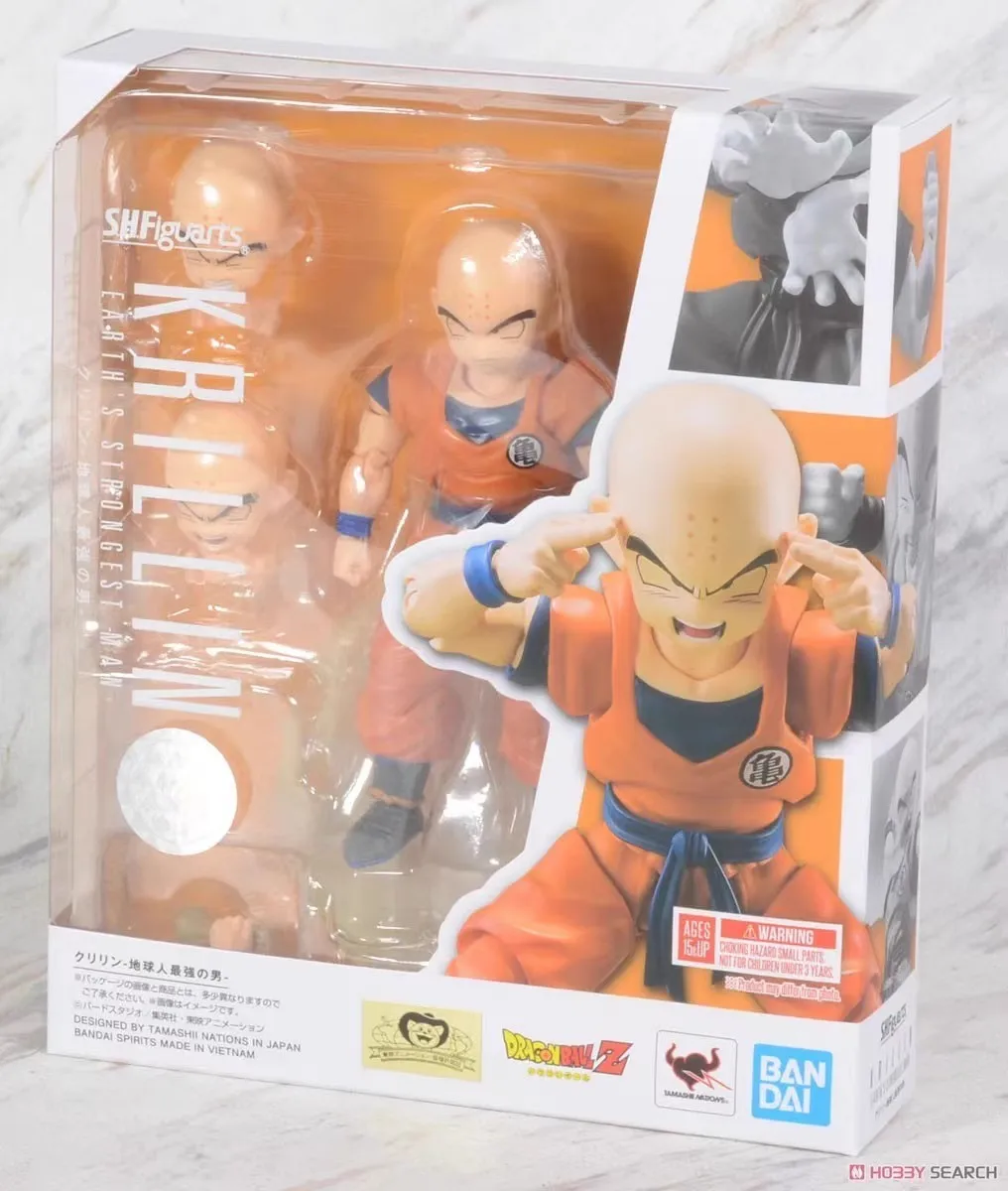 الأصلي لعبة دراغون بول أنيمي الشكل S H Figuarts Krillin أرقام الأرض أقوى رجل SHF أنيمي عمل الشكل لعبة جمع هدية