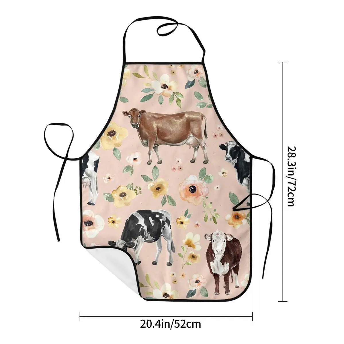 Cow Painting, Country Apron Chef Cooking Cuisine Tablier Sleeveless Bib Kitchen Cleaning Pinafore for Women Men