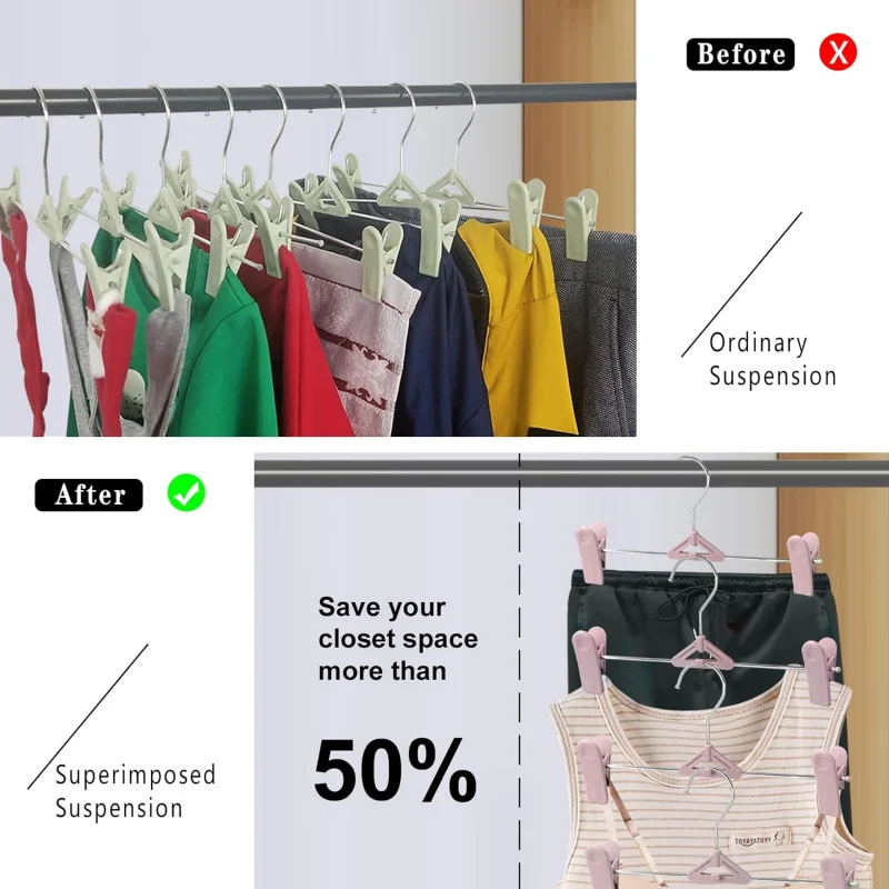 30 Pants Hangers with Clips, Skirt  Stackable Plastic Clothes Jean Ha